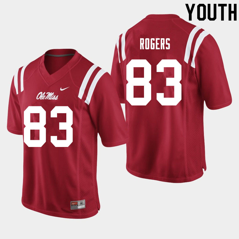 Chase Rogers Ole Miss Rebels NCAA Youth Red #83 Stitched Limited College Football Jersey RWB7258HL
